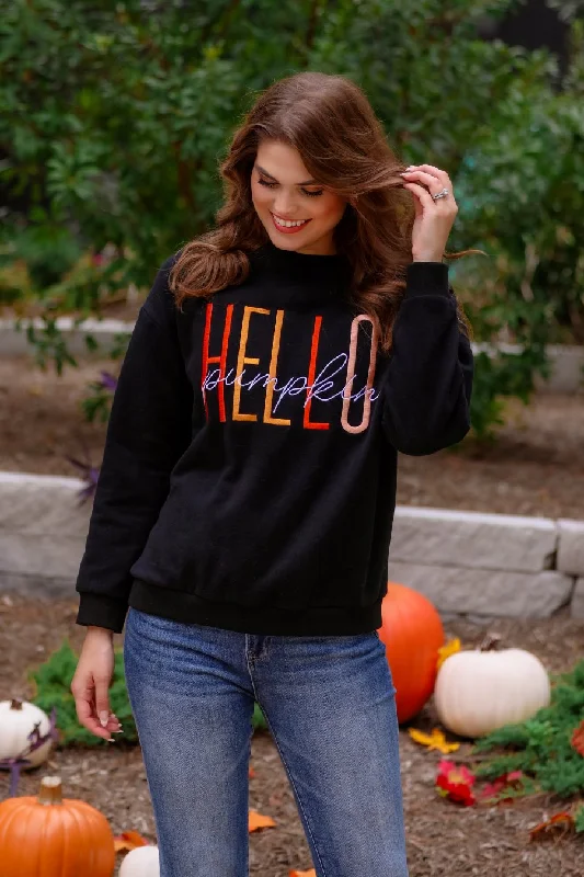Weekend Shopping Extravaganza Hello Pumpkin Embroidered Sweatshirt