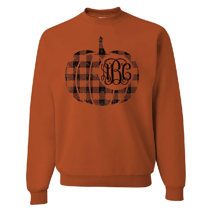 Weekend Savings Bonanza Monogrammed 'Plaid Pumpkin' Crewneck Sweatshirt