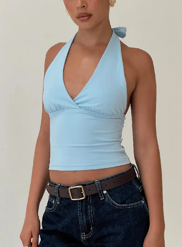 Can't Miss Whimsy Halter Top Blue