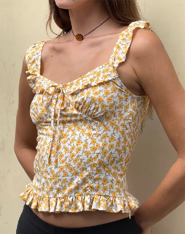 Crazy Deals Angelica Top in Yellow Cosmos Garden