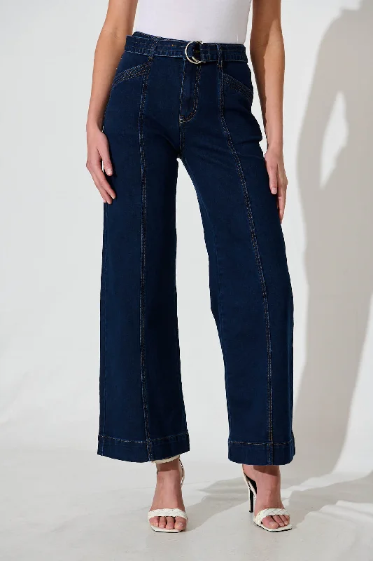 Clearance Sale Daria High Rise Wide Leg Jean In Dark Blue Denim