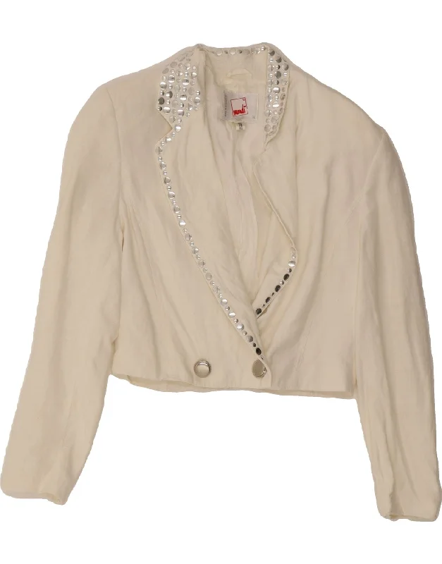 Today’s Deal MONDI Womens Crop Double Breasted Blazer Jacket EU 34 XS White Linen