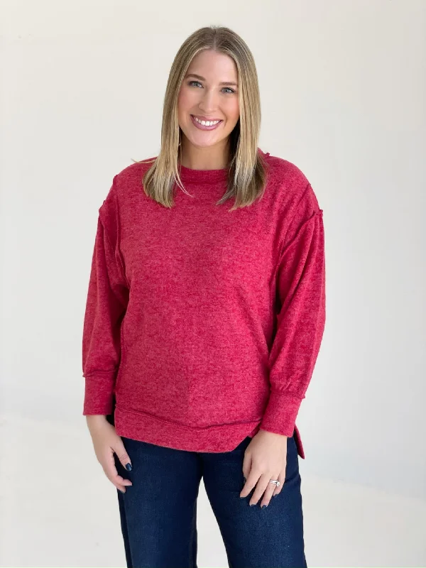 Huge Discounts Camper Soft Sweater - Red