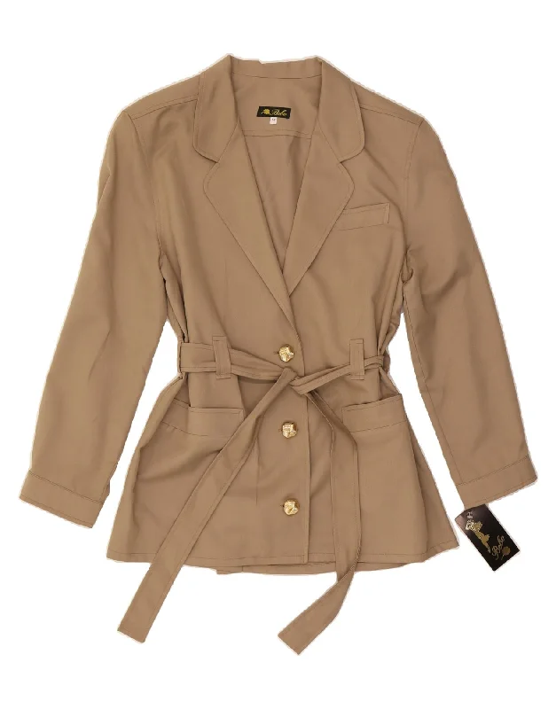 Deal of the Day VINTAGE Womens 3 Button Blazer Jacket UK 14 Medium Beige Polyester