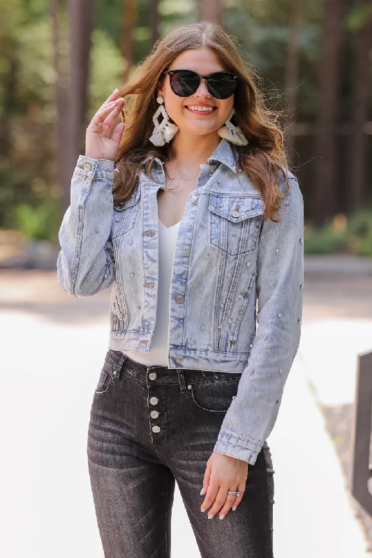 Weekend Bargains to Savor Glimpse Of Glamour Rhinestone Denim Jacket