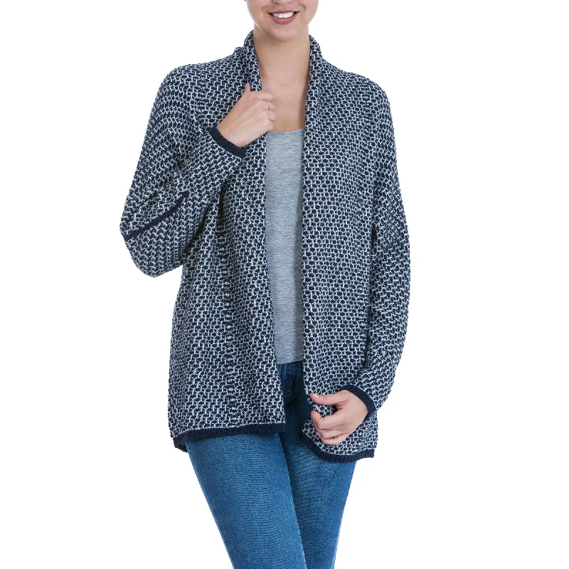 Clearance Event Ocean Warmth Blue and Grey Alpaca Blend Cardigan