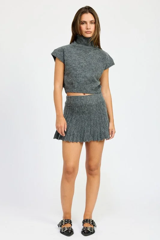 Weekend Savings Spectacular Call Me Back Grey Sleeveless Turtleneck Sweater