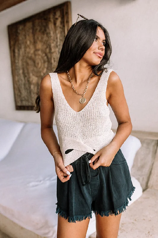 Can't Resist Forever Luxe Knit Crop Tank In Cream