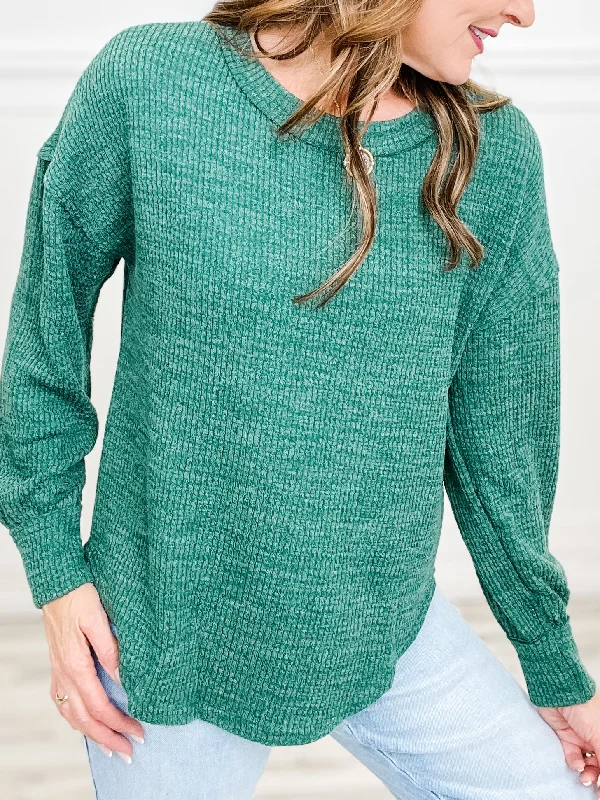 Limited Offer Drop Shoulder Long Sleeve Sweater Knit Top - Group A