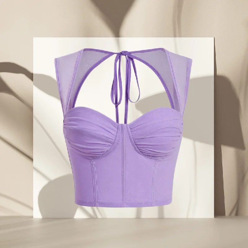 Seasonal Sale Tie Back Ruched Bustier Crop Top