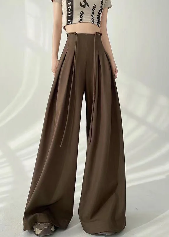Midnight Madness 2024 New Coffee High Waist Wrinkled Wide Leg Pants Fall