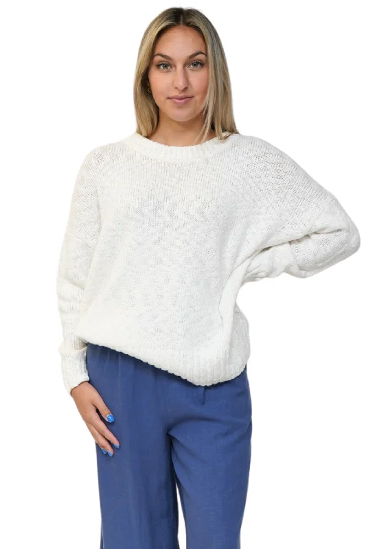 Shop and Save Cotton Linen Sweater in White
