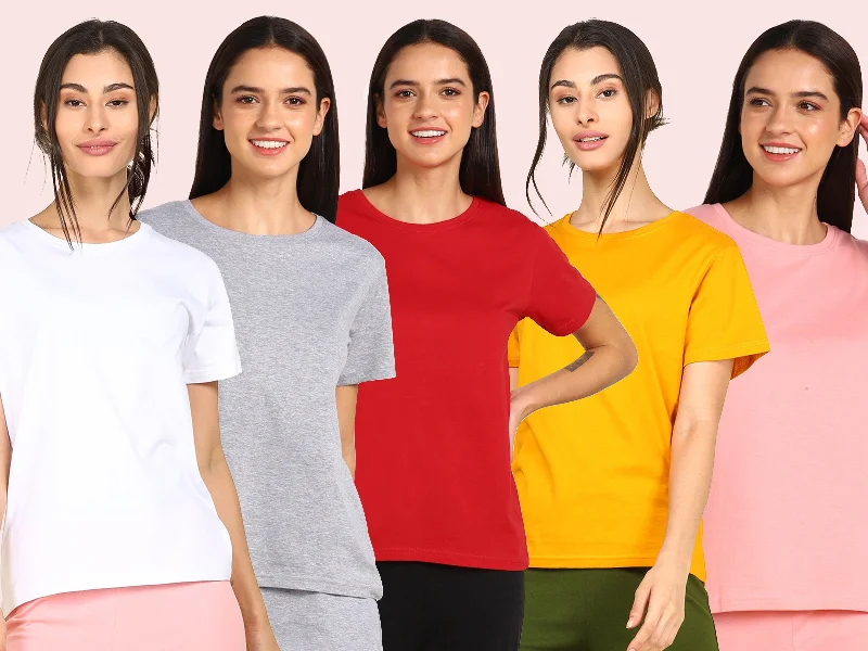 Value Pack Young Trendz Womens Regular Fit Combo Solid Tshirt