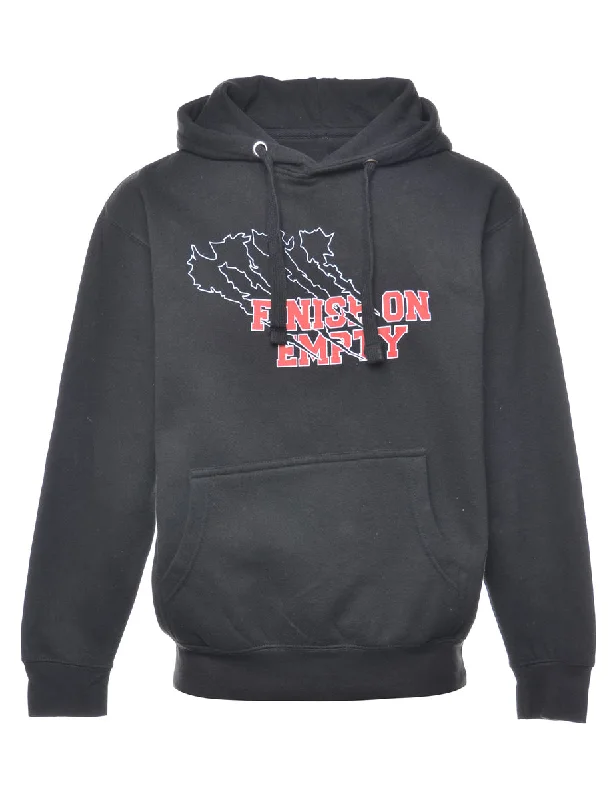 Closeout Deal Black Finishon Printed Hoodie - S