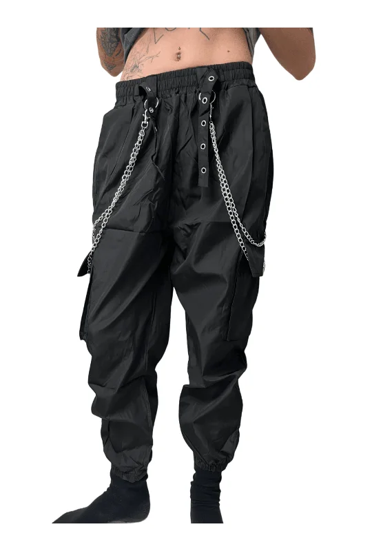 Weekend Specials You Can't Miss Black Utility Pants with Double Chains