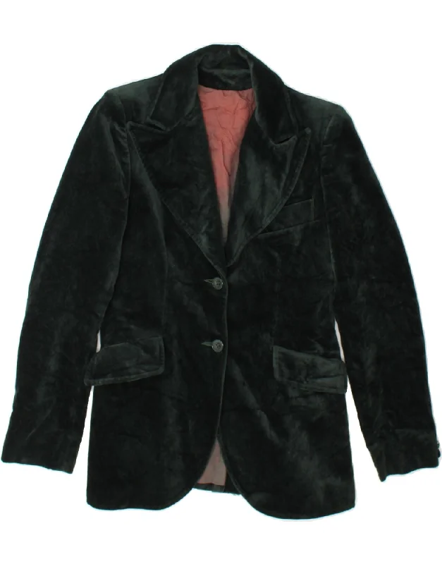 YEAR-End Clearance VINTAGE Womens Dublin Velvet 2 Button Blazer Jacket UK 8 Small Green