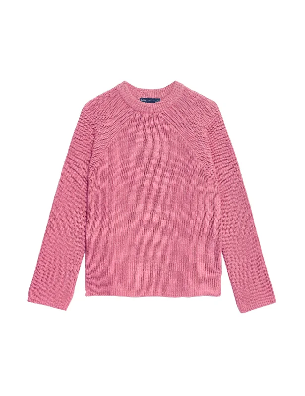 Year-End Clearance Cotton Rich Ribbed Crew Neck Jumper