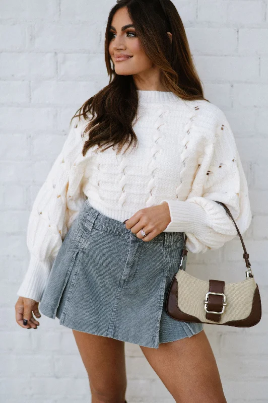 Time-Limited Offer Carrie Cable Knit Sweater- Cream