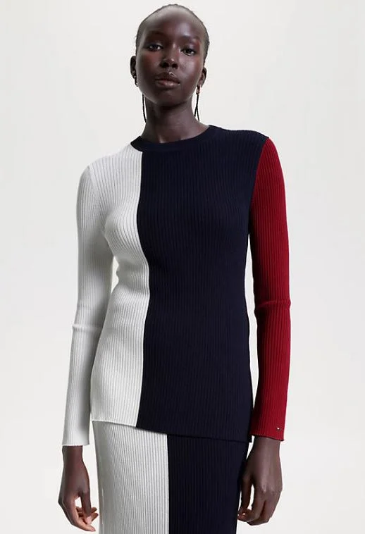 Weekend Bargains Galore COLOUR-BLOCKED RIB-KNIT JUMPER