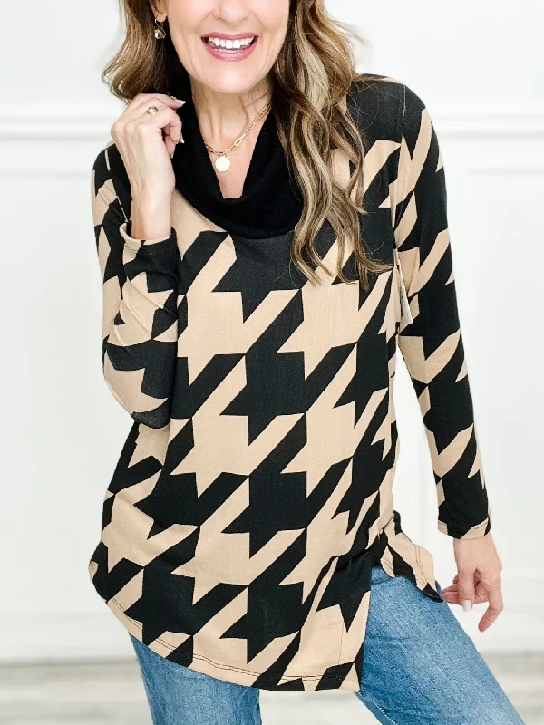 Can't Be Beat Long Sleeve Cowl Neck Printed Sweater