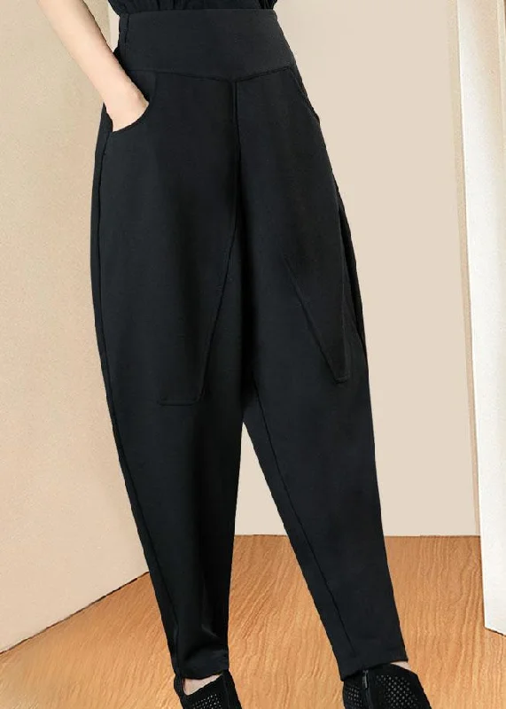 Fantastic Deals Italian Black High Waist Pockets Casual Winter Pants