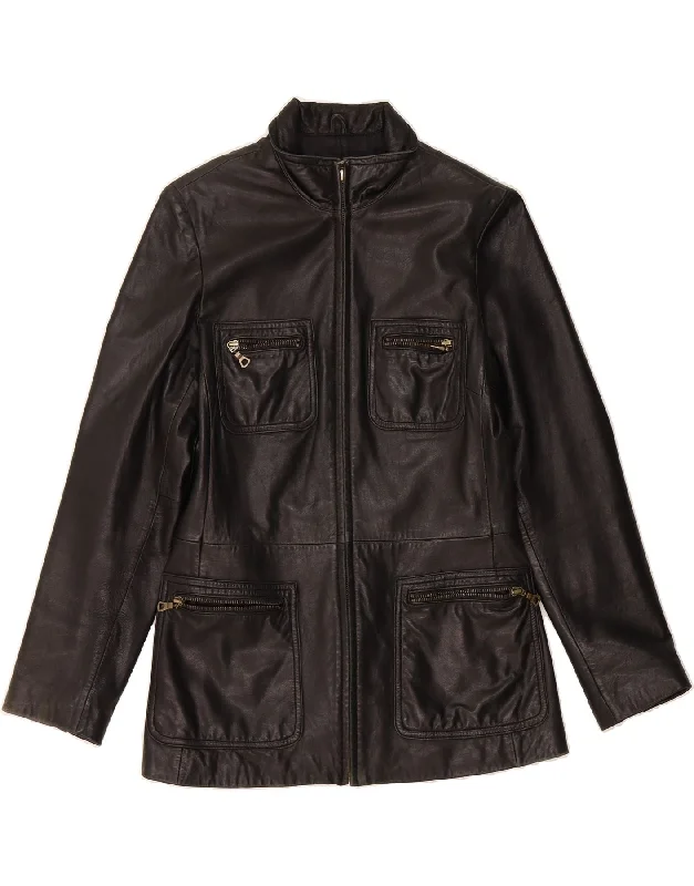 Big Discounts NINE WEST Womens Leather Jacket UK 14 Medium Black Leather