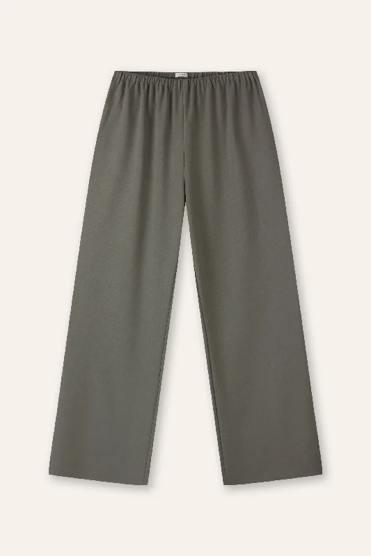 Weekend Discounts to Enjoy MONDAY wool-blended pants (Grey green)