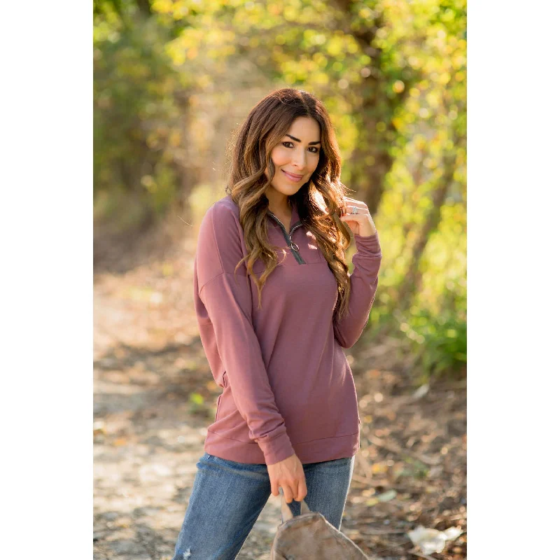 Savings Soar This Weekend Solid Zip Up Pullover