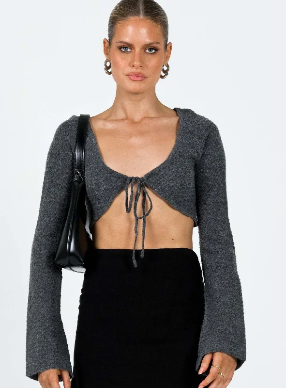 Price Drop Alert Carmel Bolero Top Charcoal