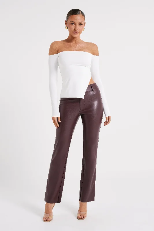 Major Savings Laurette Faux Leather Straight Leg Pant - Dark Chocolate