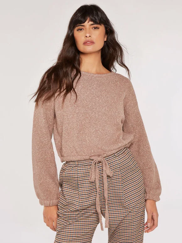 Bargain Bin Mix Knit Tie Front Jumper