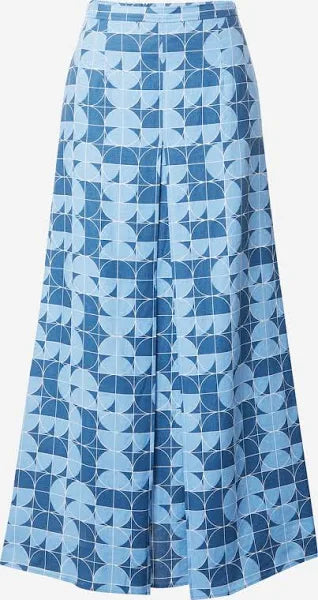 Exclusive Preview Max Mara Edile Printed Linen Skirt Light Blue