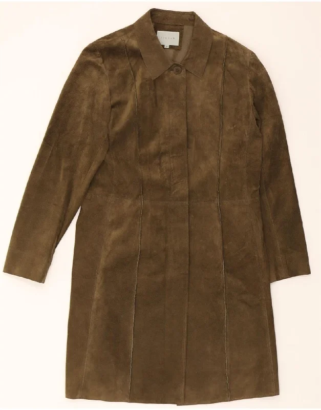 Referral Discount JIGSAW Womens Suede Coat UK 12 Medium Brown Leather