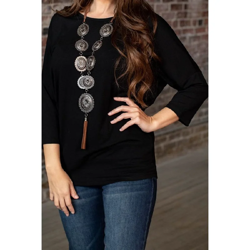 Weekend Wonders Await! Black 3/4 Sleeve Dolman Top