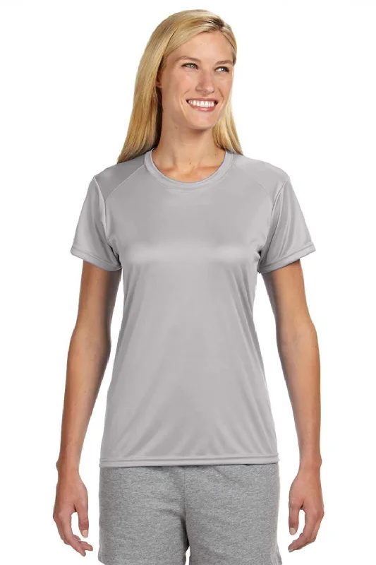 One-Day Only A4 Womens Performance Moisture Wicking Short Sleeve Crewneck T-Shirt - Silver Grey One-Day Only A4 Womens Performance Moisture Wicking Short Sleeve Crewneck T-Shirt - Silver Grey