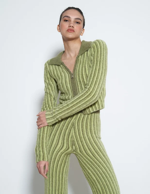Deal Alert ARCADE KNIT TOP IN GREEN STRIPES