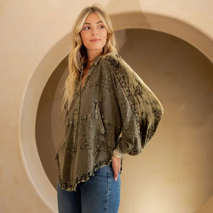 Mega Sale Bohemian Elegance: Stonewashed Rayon Top