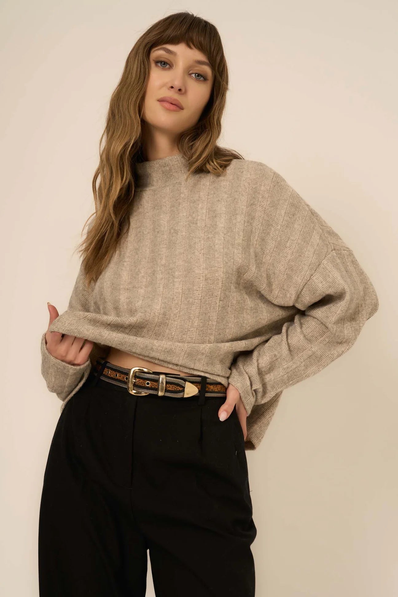 Online Exclusive Stay With Me Ribbed Mock Neck Top