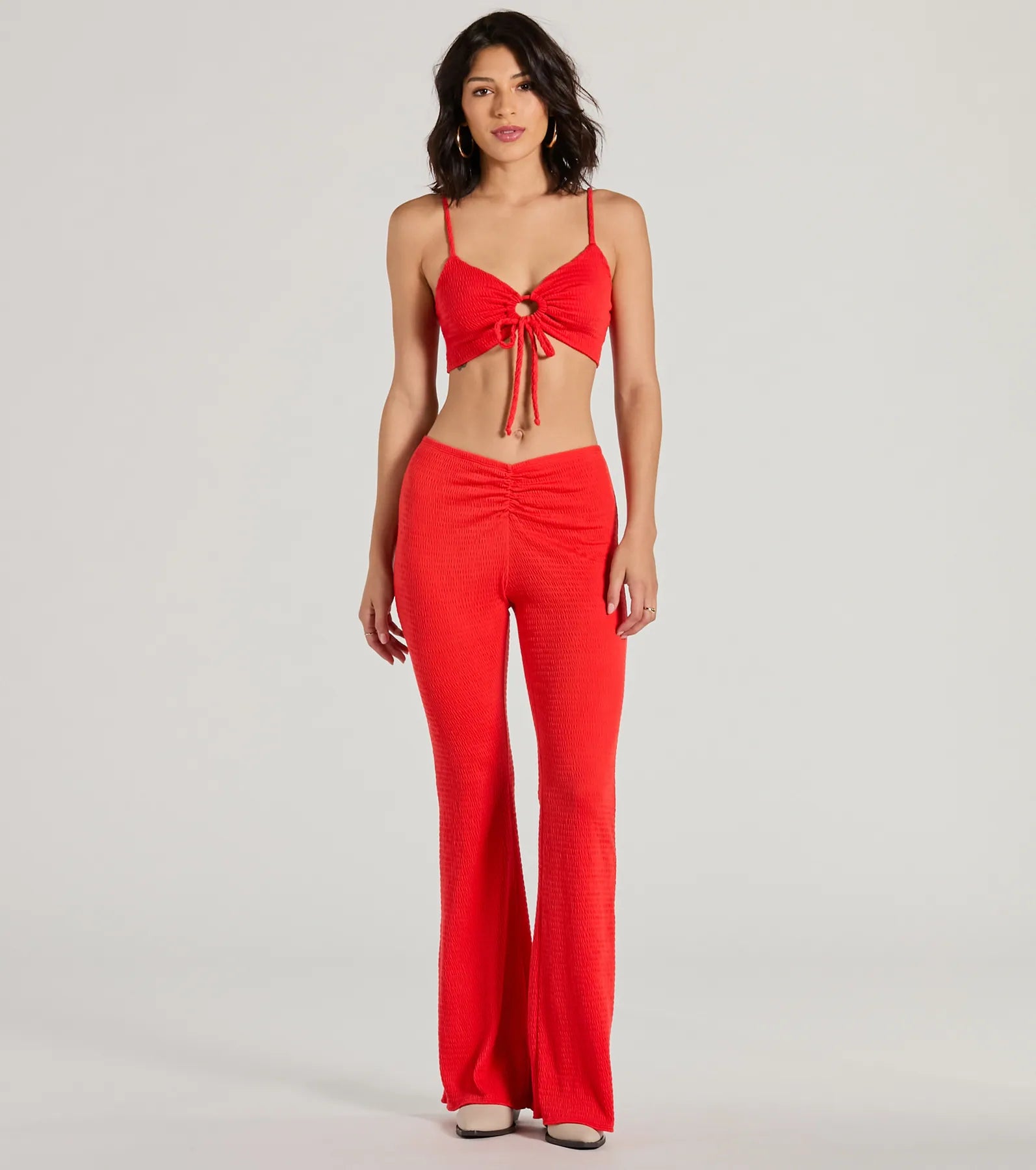 Reduced Rates Looking Good V-Waist Smocked Flare Pants