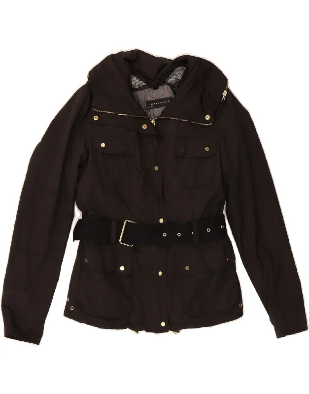 Weekend Bargains Just for You ZARA Womens Utility Jacket UK 10 Small Black Cotton