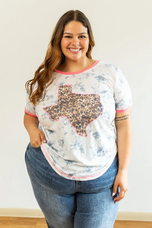 Take Advantage Leopard Texas on Marble & Pink Ringer Tee