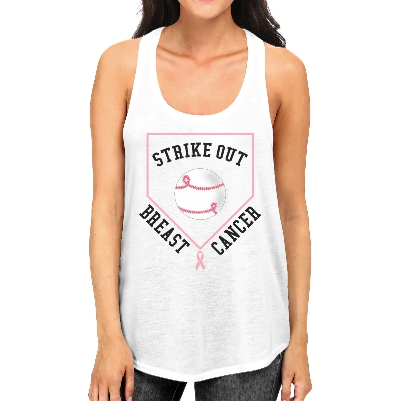 Deep Savings Strike Out Breast Cancer Baseball Womens White Tank Top