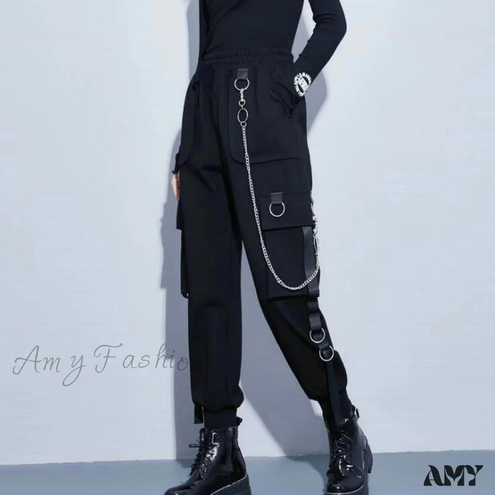 Value Pack Amy Fashion - Punk Black Female Joggers Cargo Pants