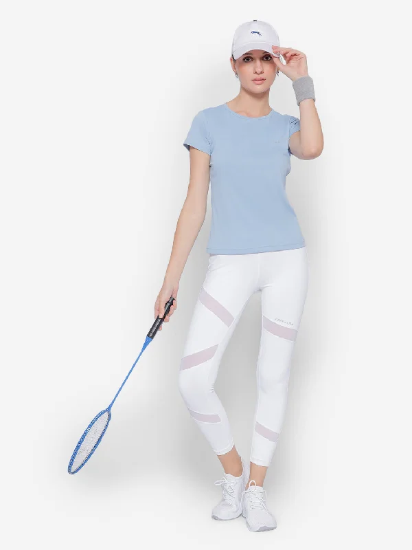 Sale Alert JUMP USA Blue Yoga Women Solid Rapid Dry Cut Out Sustainable Tshirt