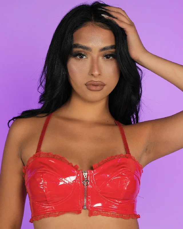 Best Seller Red Vinyl Pixie Tube Top