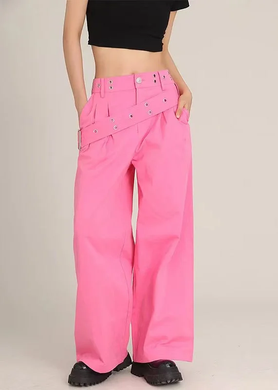 Weekend Deals to Make You Smile Modern Rose Asymmetrical Pockets High Waist Cotton Pants Spring Weekend Deals to Make You Smile Modern Rose Asymmetrical Pockets High Waist Cotton Pants Spring