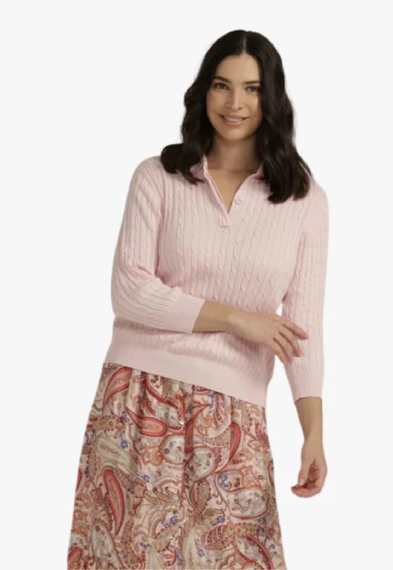 Limited Offer Goondiwindi Womens 3/4 Sleeve Collared Cable Knit