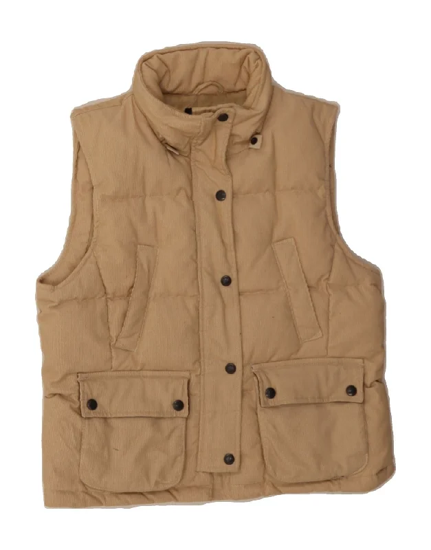 Fantastic Offers POLO RALPH LAUREN Womens Padded Gilet UK 14 Large Beige Cotton
