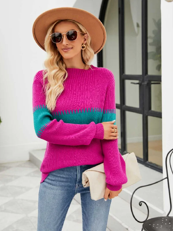 Special Buy Contrast Round Neck Sweater