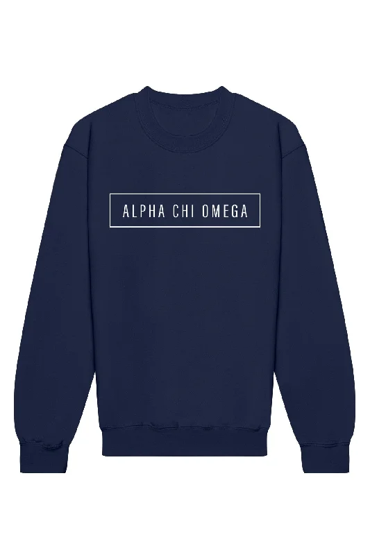 Great Deals Alpha Chi Omega Blocked Crewneck Sweatshirt